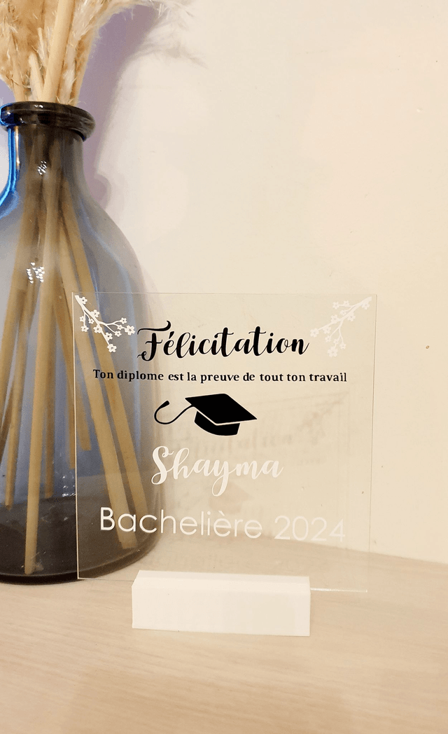 Trophée personnalisé de félicitation d'obtention de Diplôme - Idée Cadeau Bac, Licence, Brevet